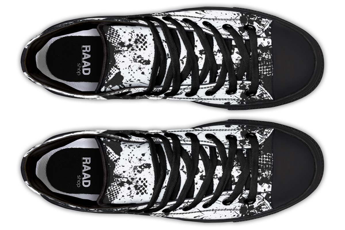 Men's And Women's Fashion Color Printing High-top Canvas Shoes