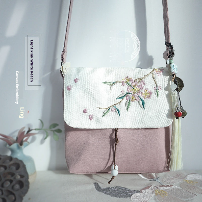 Cotton And Linen Antique Embroidery Crossbody Bag
