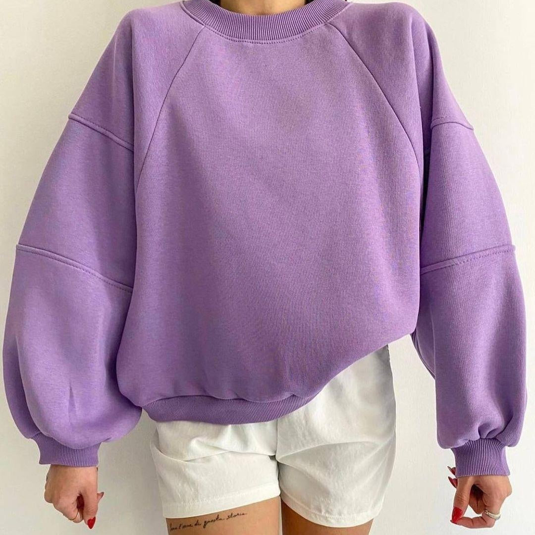 Ny rundhalset strikket langærmet ren sweater til kvinder