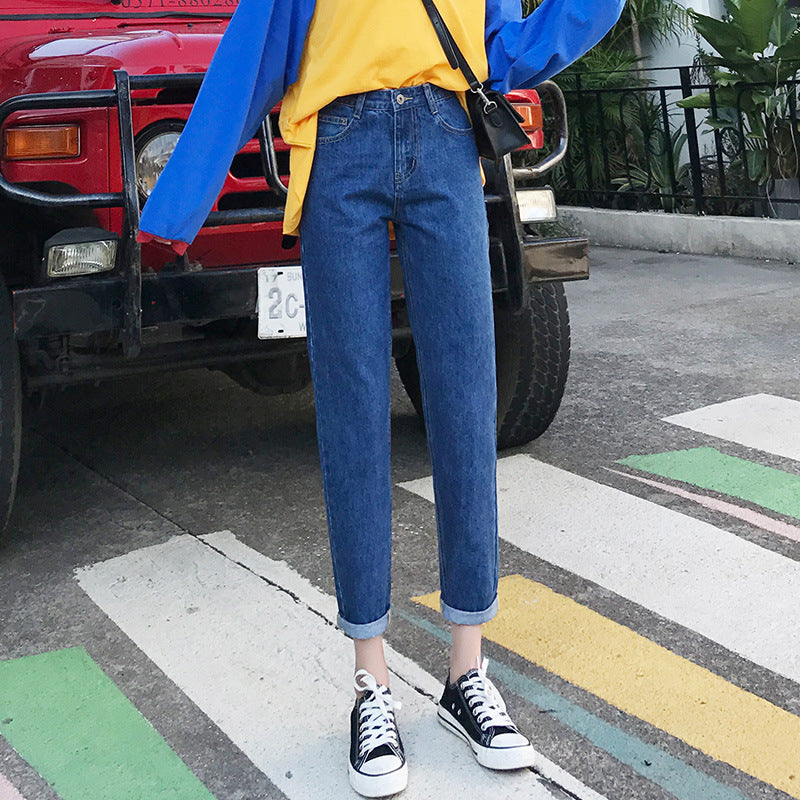 Women's Loose Harem Denim Cropped Trousers