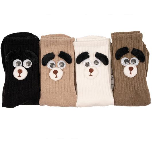 Women's Long Thin Cotton Funny Puppy Ears Tube Socks