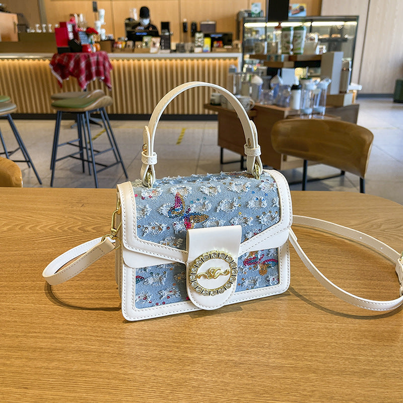 Fashionable Color Clash With Brick Ladies Handbag