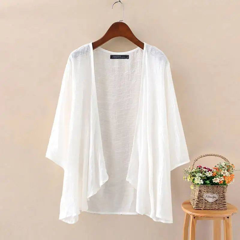 Summer Fashion Womens Solid-color Short-sleeve Cardigan