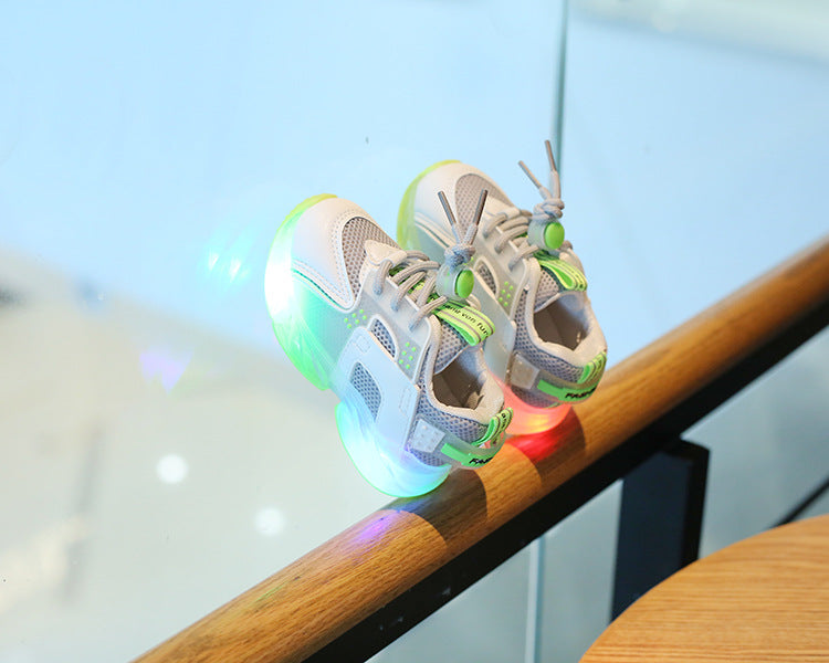 Children's 1-6 Years Old Mesh Surface Shoes Sports Shoes Athletic Shoe Laces Shoes With LED Light