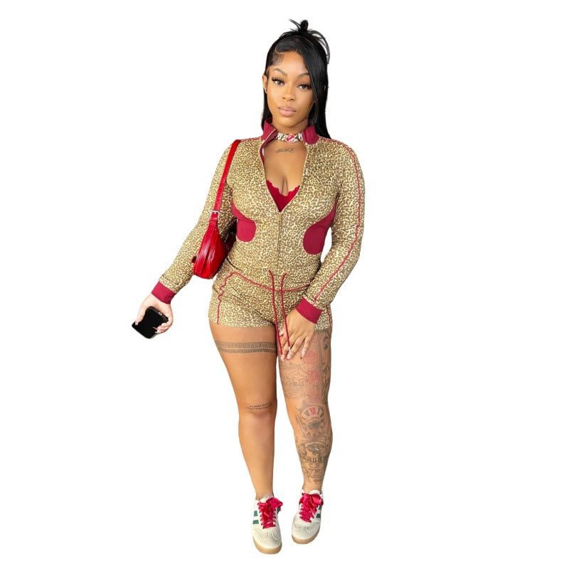 FallWinter Leopard-Print Printed Shorts Set