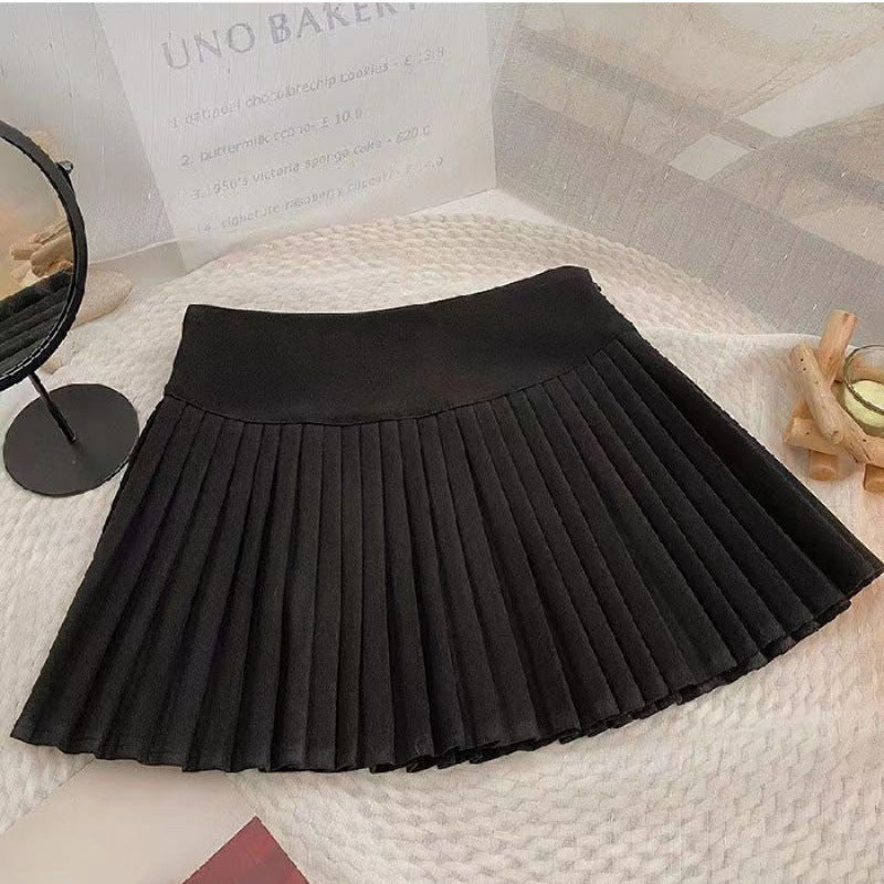 New Preppy Style Lined Four Seasons Hot Girl Pleated Skirt