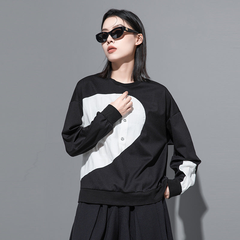 Splicing Semicircle Dark Series Loose-fitting Slim-fit Pullover