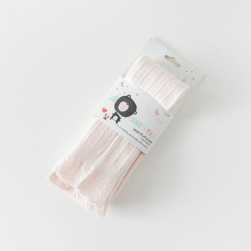 Children's Stitching Knit Socks Cropped Trousers Vertical Strips