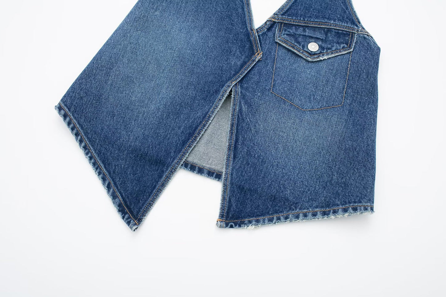 Denimtop med krave og midtwaist til kvinder