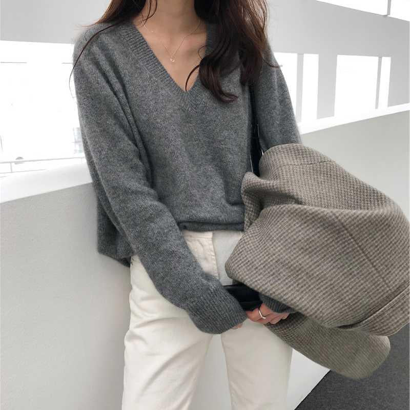 Women's Knitting Shirt V-neck Sweater Gentle Japanese Style