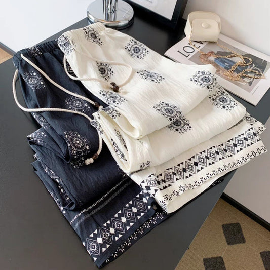 Bohemian-style Linen Wide-leg Pants For Women Perfect For Summer