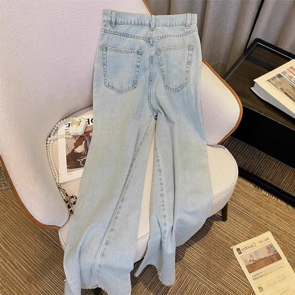 Fashionable Chic Loose Light Color Mop Trousers