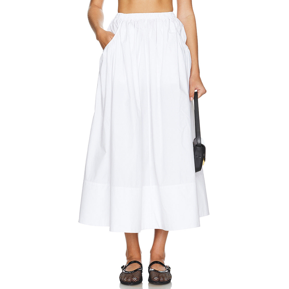 Women's Pocket Skirt Fashion Cotton Linen High Waist