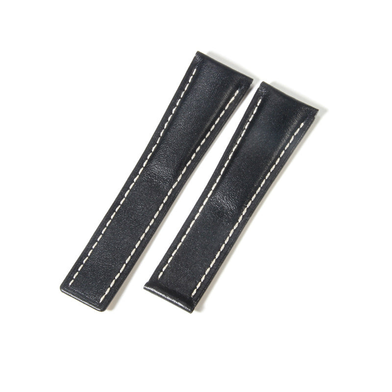 Black Brown Blue Bamboo Grain Cowhide Watch Strap 22mm 24mm