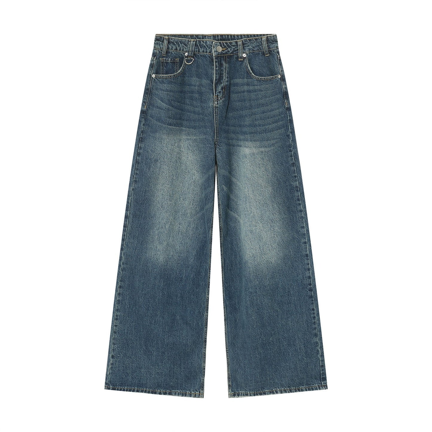 Retro Hong Kong Style Distressed Loose Wide Leg Mopping Jeans