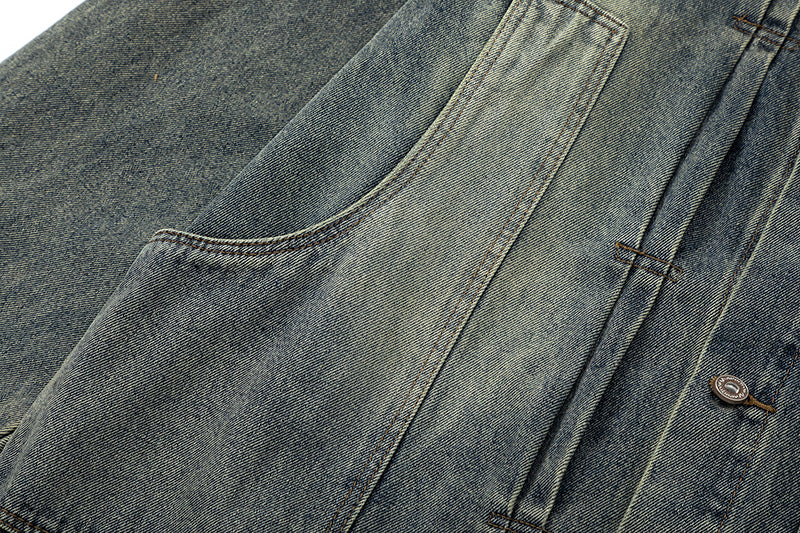 Washed And Worn Denim Jacket Men