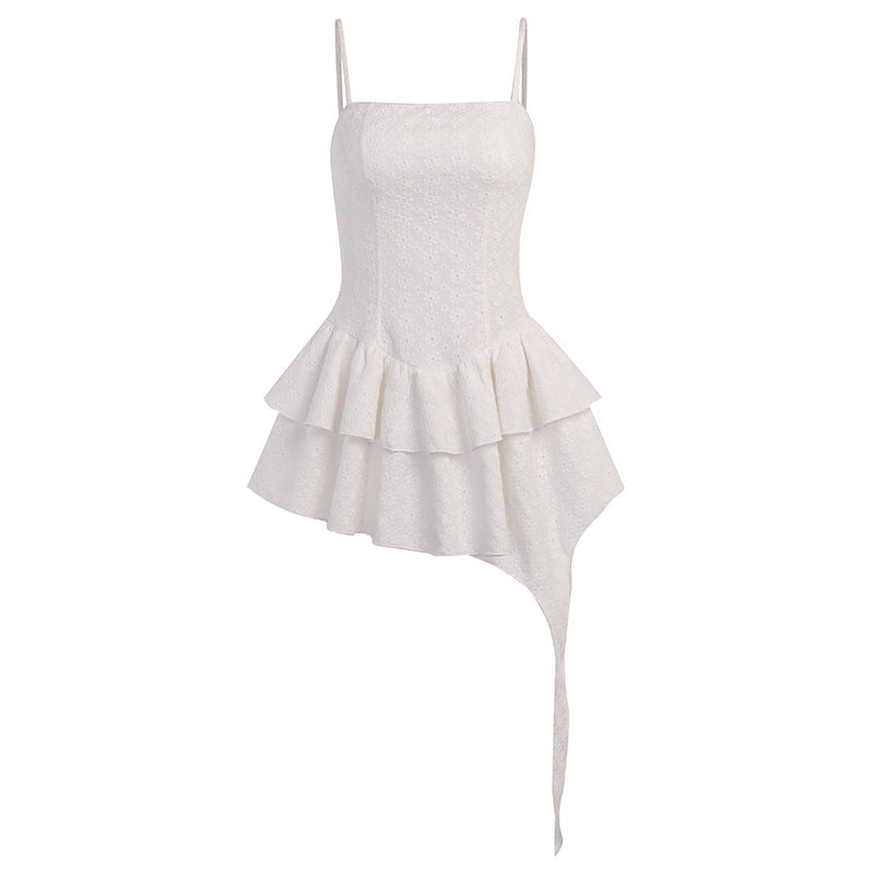 Waist Tightening And Slimming Solid Color Drawstring Skirt
