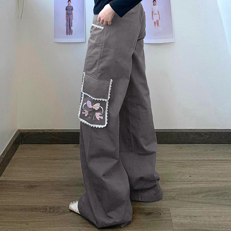 Women's French Contrasting Lace Loose Casual Pants