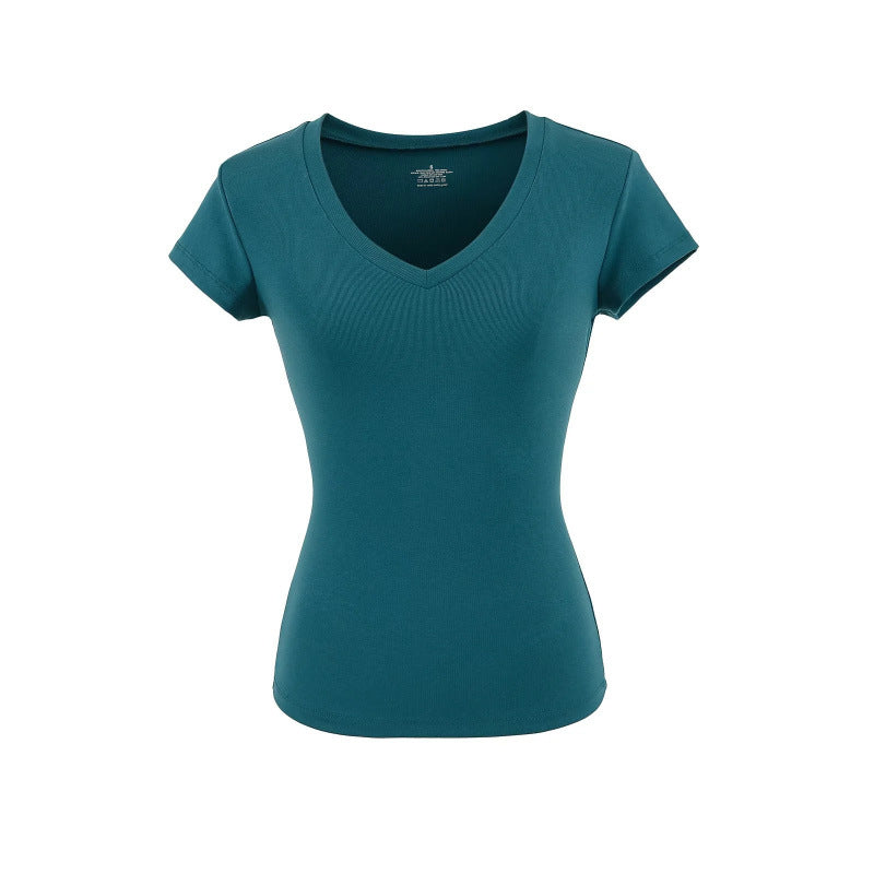 Silk Short-sleeved T-shirt Women's Short Waist-controlled Top