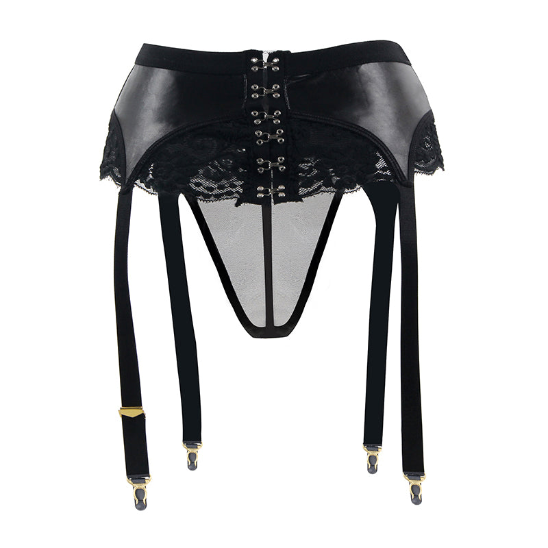 European And American Leather Lace Buttoned Panties