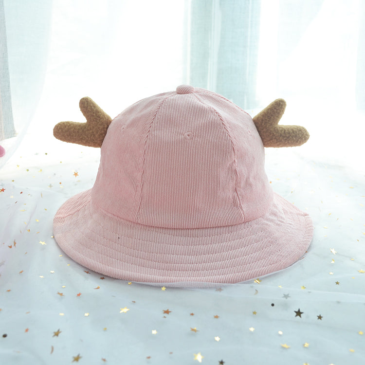 Ears Cute Sweet Soft Girl Corduroy Basin Hat