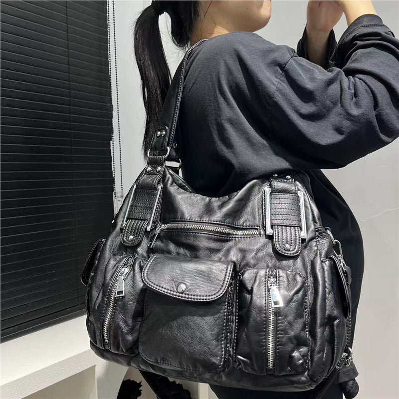 Women's Fashion Vintage Lychee Pattern Tote Messenger Bag