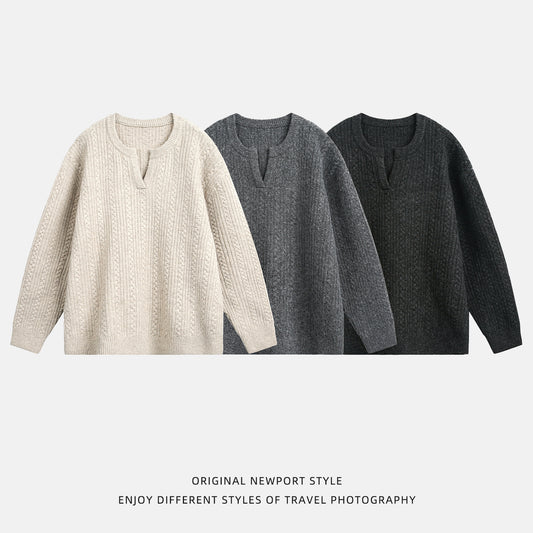 Retro Loose-fit Heavyweight Textured Knit Sweater Cardigan