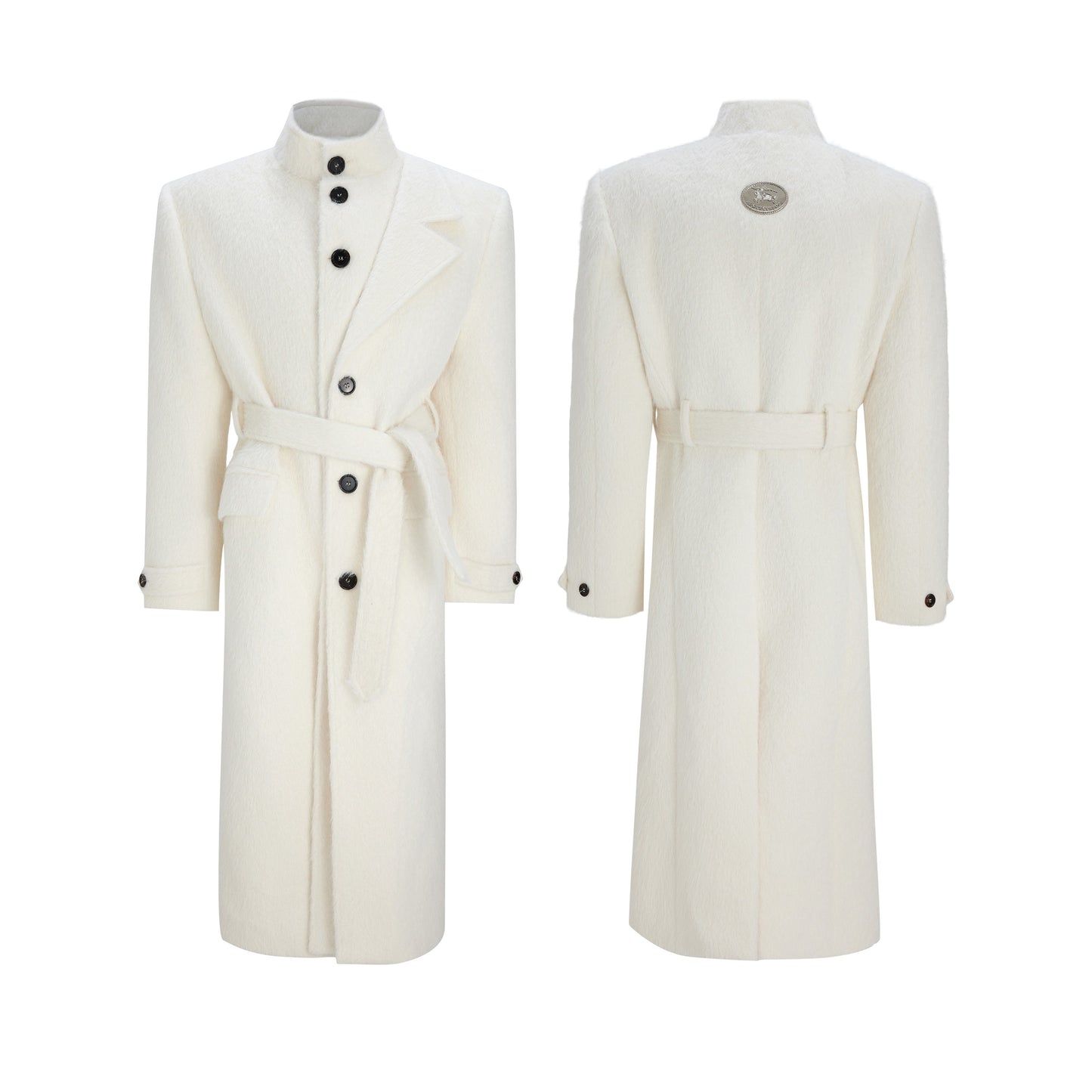 Long Alpaca Wool Trench Coat With A Tie-waist Design