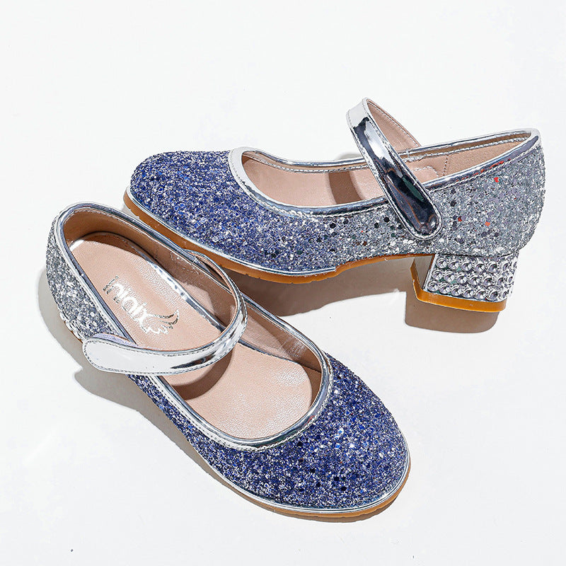 Fashion New Velcro Girls Heel Shoes
