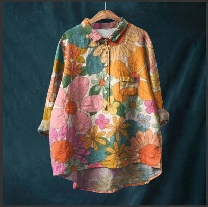 Ladies Fashion New Casual Shirt Animal Print Shirt