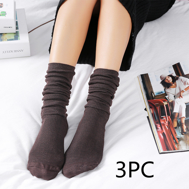 Women's Thin Solid Color Retro Long Socks