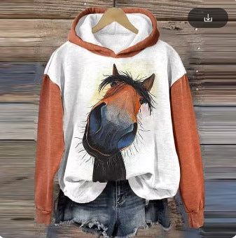 Women's Sweater 3D Digital Printing Animal Cat Oil Painting Pullover Hoodie