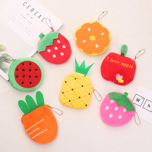 Korean Version Of The Watermelon Bag Orange Pineapple Fruit Cute Cartoon Plush Coin Purse