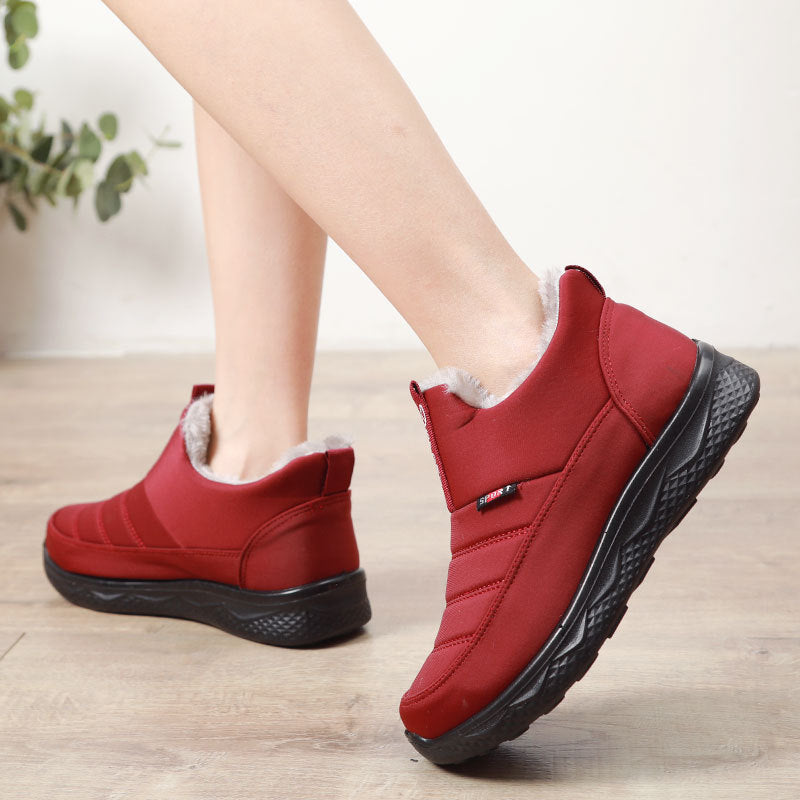 Winter Cotton Boots Old Beijing Cloth Shoes Fleece Lined Padded Warm Keeping Middle-aged And Elderly Large Size Flat Bottom Non-slip