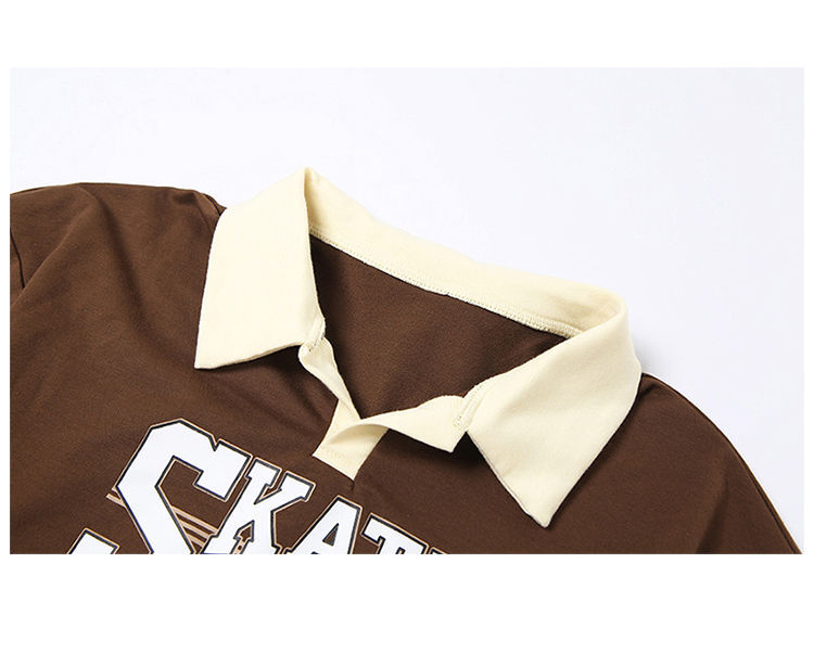 Retro Street Style Personalized Letter Print Lapel Pullover Sweater