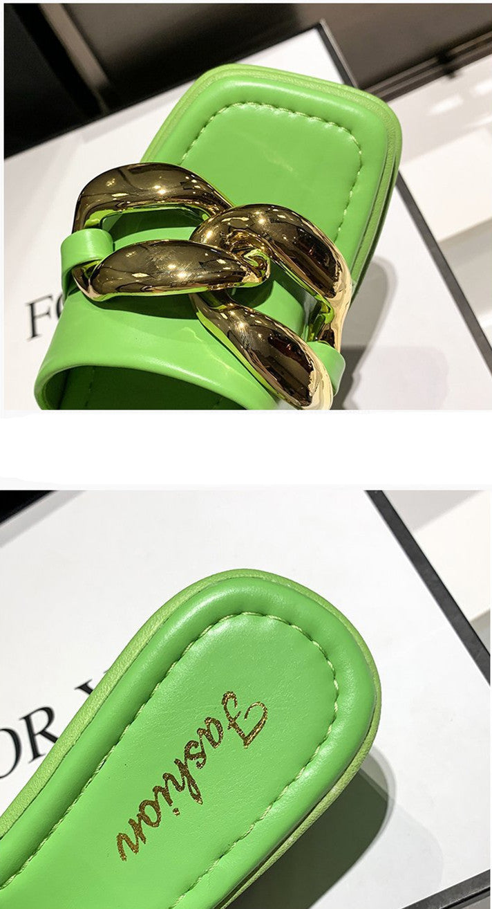 Summer New Korean Version Of The Fairy Fashion Square Head Chain Thick Bottom