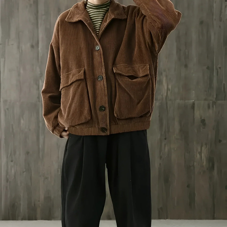 Fløjls-langærmet skjorte Mænds Plus Size Casual Jakke