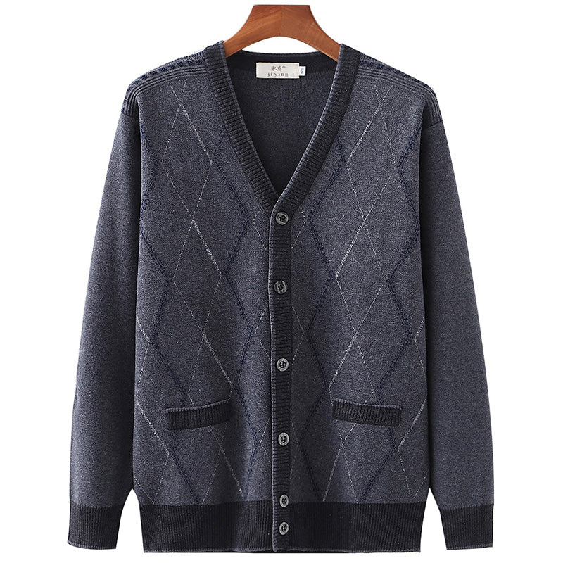 Middle-aged And Elderly Male Father's Wool Cardigan Sweater