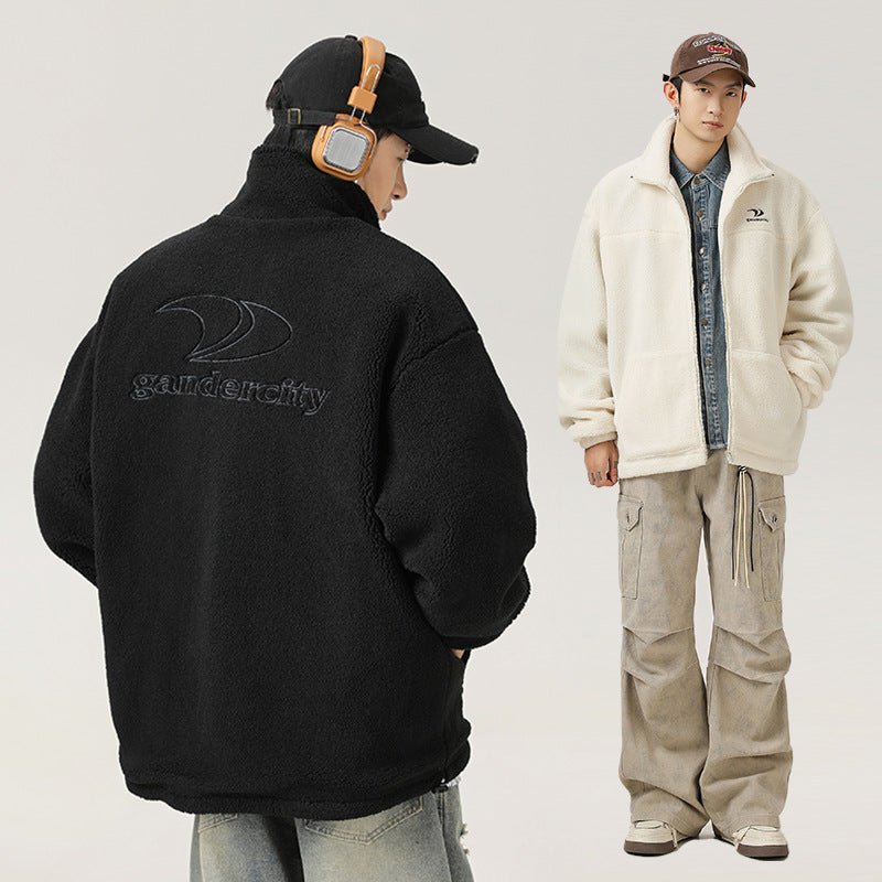 Artificial Lamb Wool Cotton-padded Jacket Stand Collar Coat