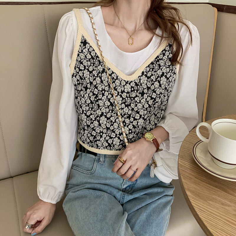 Women's Vintage V-Neck Floral Sleeveless Short Camisole