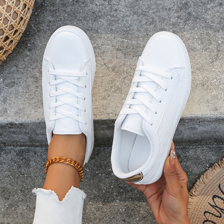 Women's Sneakers Plus Size Front Lace-up Casual Sports White Shoes