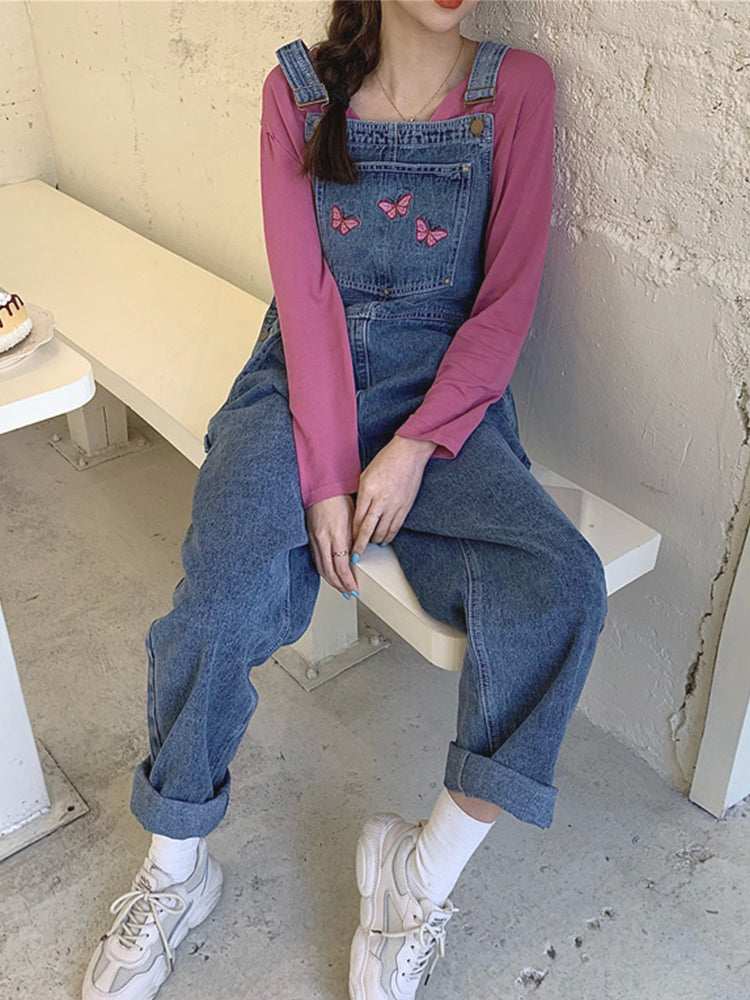 Women's Korean Version Of Denim Suspender Pants