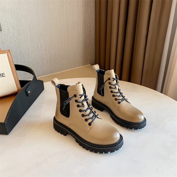 Fashion Women's Thick-soled Leather Martin Boots