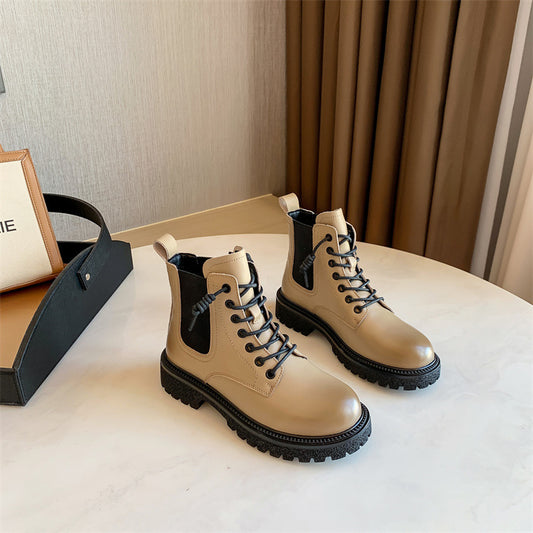 Fashion Women's Thick-soled Leather Martin Boots