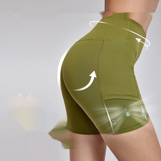 Lycra Nude Feel Antibacterial Sports Shorts Tight Pockets