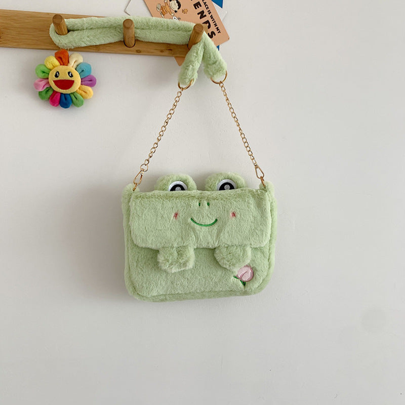 Cartoon Embroidered Plush Crossbody Bag