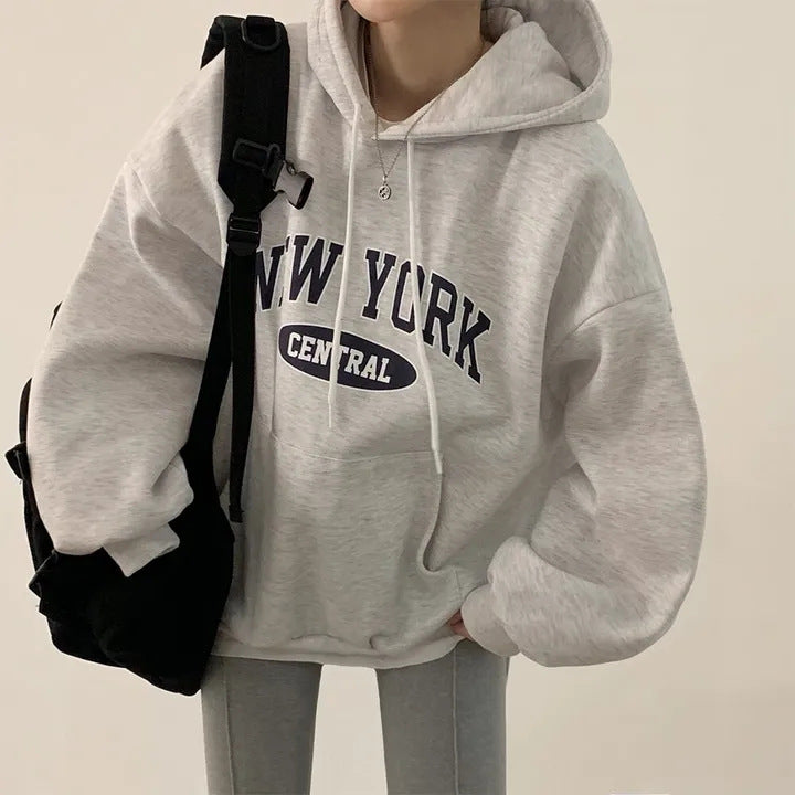 Printed Letters Thick Thin Velvet Women's Sweater