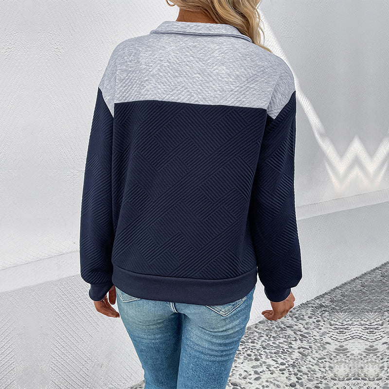 Reversfarvet Matchende Langærmet Sweater til Kvinder