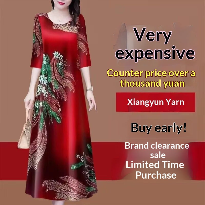 Mid-length Silk Dress For Middle-aged Mothers