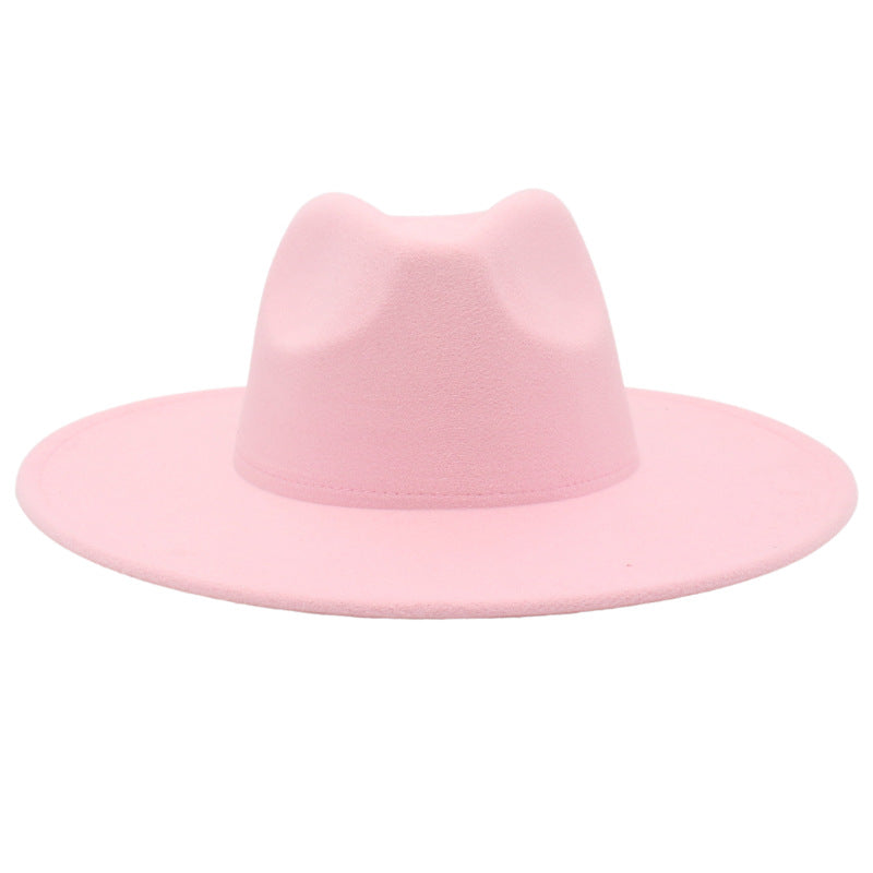 Large Brim Solid Color Cashmere Fashion Felt Jazz French Top Hat